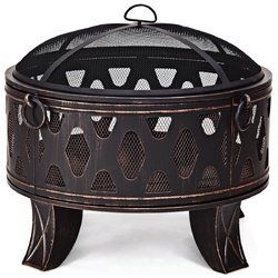 28" Outdoor Fire Pit BBQ Portable Camping Firepit Heater - HW59382