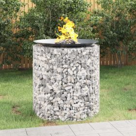 Gabion Fire Pit Ø 39.4" Galvanized Iron - Silver