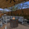 Wicker Fire Pit Column with Glass Wind Guard - as Pic