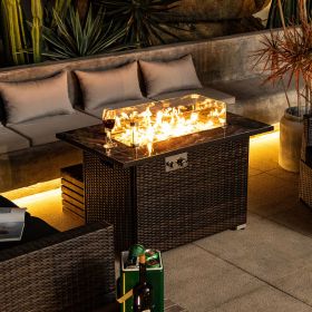 44inch Outdoor Fire Pit Table, Propane Fire Table with Ceramic Tabletop Gas Fire Table - as Pic