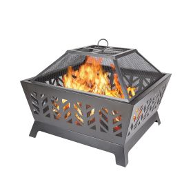 25.98'' Square IRON FIRE PIT OUTDOOR - as Pic