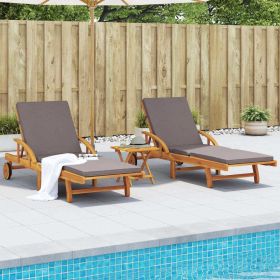 Sun Loungers 2 pcs with Cushions 78.7"x26.8"x32.7" Solid Wood Acacia - Brown