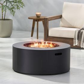 Patio Gas-burning Fire Pit Outdoor Iron Propane Fireplace, 32" Round Fire Pit - 40,000 BTU, Tank outside, Dark Grey - as Pic