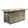 54inch Outdoor Fire Table Steel Fire Pit Table with Wood Grain Surface - as Pic