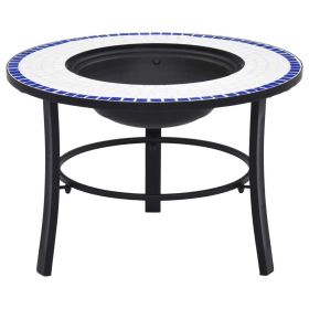 Mosaic Fire Pit Blue and White 26.8" Ceramic - Blue