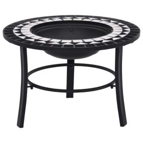 Mosaic Fire Pit Black and White 26.8" Ceramic - Black