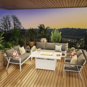 White Rectangle Outdoor Aluminum Glass Windbreak Propane Fire Pit Table For Pool Patio Garden - as Pic