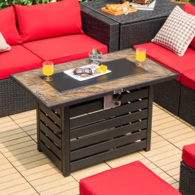 42 Inch 50000 BTU Propane Fire Pit Table with Ore Powder Surface - Black