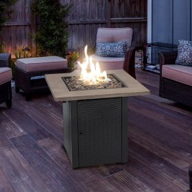 28" 48000 BTU Propane Gas Fire Pit Table - Woodgrain