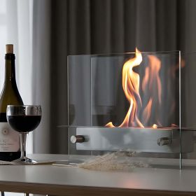 Table Top Fire Pit with Tempered Glass & Stainless Steel - Default Title
