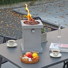 Outdoor 10" Tabletop Gas Fire Pit - Square-Light Grey