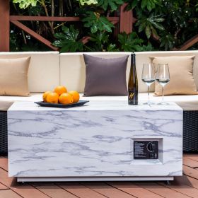 Outdoor 42" Rectangle Propane Fire Pit Table - white