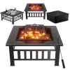 Multifunctional Patio Fire Pit Table - Black
