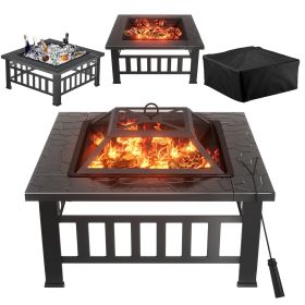 Multifunctional Patio Fire Pit Table - Black