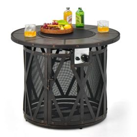 32 Inch 30000BTU Fire Pit Table with Fire Glasses and PVC Cover - as show