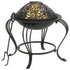 Fire Pit with Poker 19.3" Steel - Black