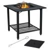 Backyard Garden Party Patio Fire Pit Dining Table - Black - 31 In