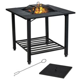 Backyard Garden Party Patio Fire Pit Dining Table - Black - 31 In