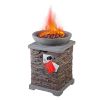 Outdoor Fire Pit 3pcs Set w/Haywood KD Aluminum X Back Stationary Spring Chairs - black gold - 2-person