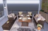 Direct Wicker Outdoor Patio Furniture Set with Rectangular Fire Pit Table in Elegant Brown or Chic Gray - Brown