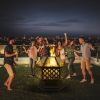 22" Hexagonal Shaped Iron Brazier Wood Burning Fire Pit Decoration for Backyard Poolside - cupreous