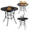 31.5 Inch Patio Fire Pit Dining Table With Cooking BBQ Grate - Black