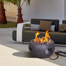 New Design Product Faux Concrete Texture Round Dark Propane Outdoor Fire Pit - as Pic