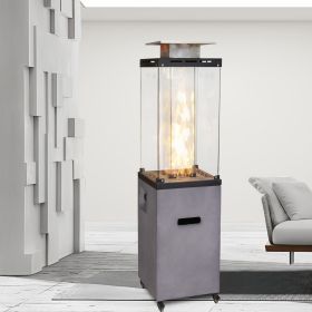 16 Inch x 61 Inch Height Outdoor Propane Gas Fire Heater With Tempered Glass - as Pic