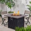 Faux Woodgrain Table top And Steel Base Propane Outdoor Fire Pit Table With Lid - as Pic
