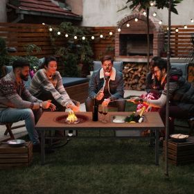 Wholesale Aluminum Outdoor Coffee Dining Patio Firepit Table Propane Gas Fire Pit Table With Stainless Steel Ice Tub - as Pic
