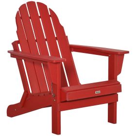 Folding Adirondack Chair, Faux Wood Patio & Fire Pit Chair, Weather Resistant HDPE for Deck, Outside Garden, Porch, Backyard, Red - as Pic