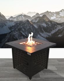 25" H x 30" W Steel Propane/Natural Gas Fire Pit Table - CM-0124 (Black)