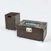 Outdoor Rectangle Fire Pit Table with Propane Tank Cover - as Pic