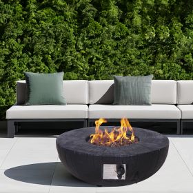30,000 BTU Faux Woodgrain Round Propane Gas Fire pit With Weather cover, Lava Rocks For Outdoor - as Pic