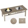 3-in-1 Coffee Table with Ice Bucket and Fire Pit - Beige - as Pic