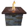 Gas Fire Pit with Lava Rocks and Control Panel, Brown - as Pic