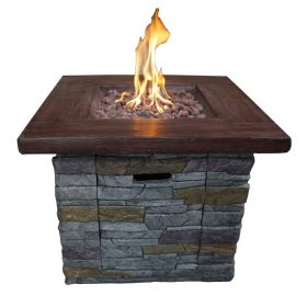 Gas Fire Pit with Lava Rocks and Control Panel, Brown - as Pic