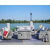 Direct Wicker 5-Piece Wicker Patio Fire Pit Sectional Seating Set with Gray Cushions - Tall Table