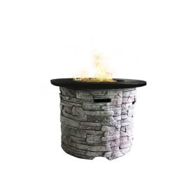 Living Source International 24'' H x 32'' W Fiber Reinforced Concrete Outdoor Fire Pit Table  - 1