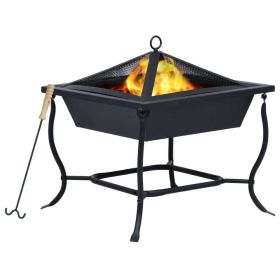 Fire Pit Black 16.5"x16.5"x17.7" Steel - Black