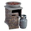Outdoor Fire Pit 3pcs Set w/Haywood KD Aluminum X Back Stationary Spring Chairs - black gold - 2-person