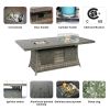 Direct Wicker Outdoor Patio Furniture Set with Rectangular Fire Pit Table in Elegant Brown or Chic Gray - Gray
