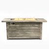 54inch Outdoor Fire Table Steel Fire Pit Table with Wood Grain Surface - as Pic