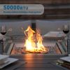 Direct Wicker Outdoor 9 Piece Patio Wicker Gas Fire Pit Set Round Table With Arm Chairs by Direct Wicker - brown