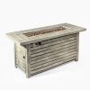 54inch Outdoor Fire Table Steel Fire Pit Table with Wood Grain Surface - as Pic