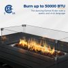 Rectangle Outdoor Black Aluminum Glass Windbreak Propane Fire Pit Table For Coffee Table Pool Patio Garden - as Pic