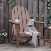 Folding Adirondack Chair, Faux Wood Patio & Fire Pit Chair, Weather Resistant HDPE for Deck, Outside Garden, Porch, Backyard, Brown - as Pic