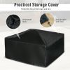 32 Inch 3 in 1 Outdoor Square Fire Pit Table with BBQ Grill and Rain Cover for Camping - Black