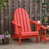 Folding Adirondack Chair, Faux Wood Patio & Fire Pit Chair, Weather Resistant HDPE for Deck, Outside Garden, Porch, Backyard, Red - as Pic