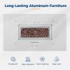 White Rectangle Outdoor Aluminum Glass Windbreak Propane Fire Pit Table For Pool Patio Garden - as Pic